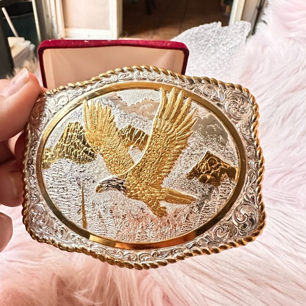 Crumrine Western Gold and Silver Eagle Belt Buckle